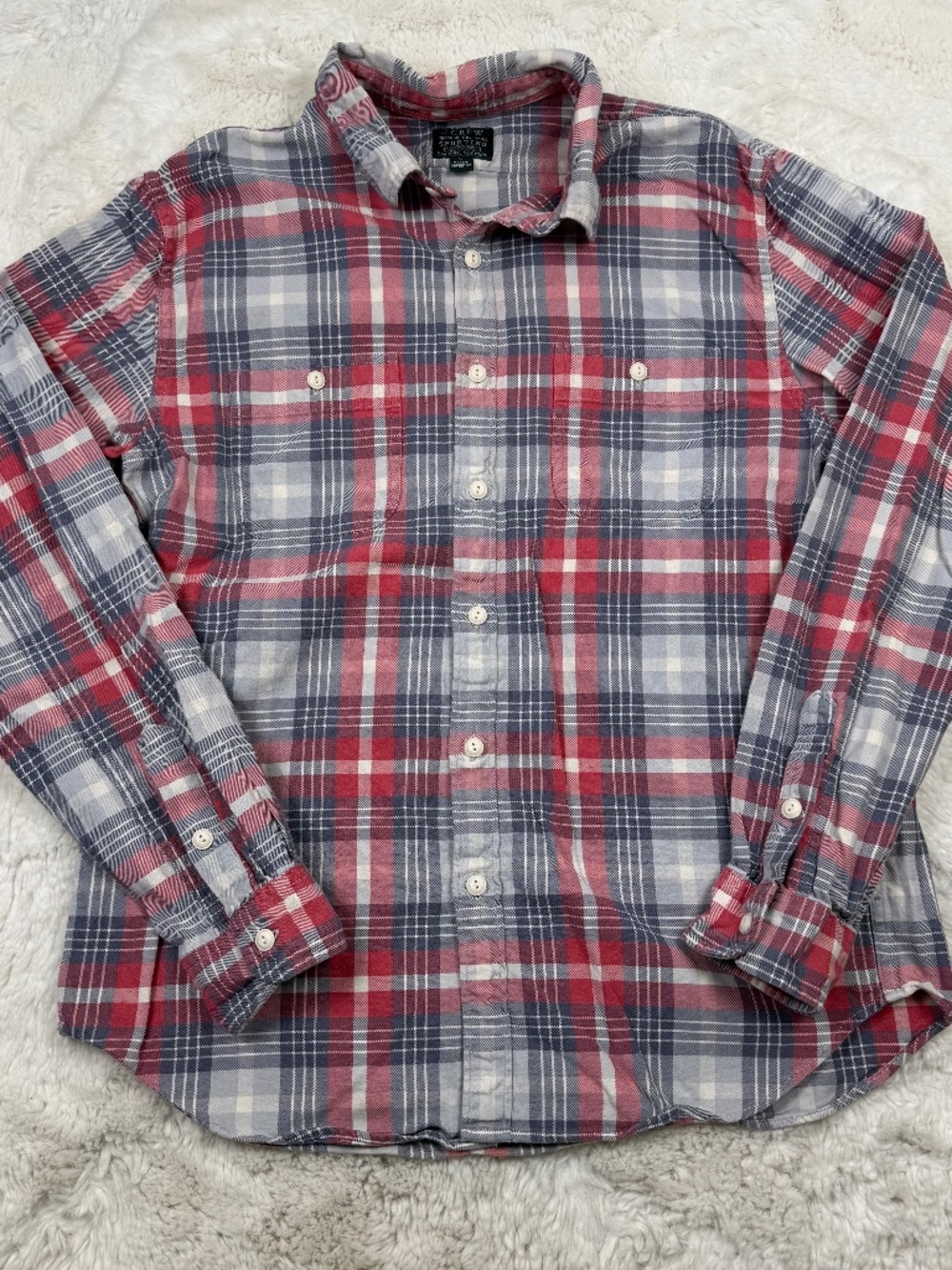 J. Crew Sporting Goods Cotton Button Up Plaid Shirt Men's Large
